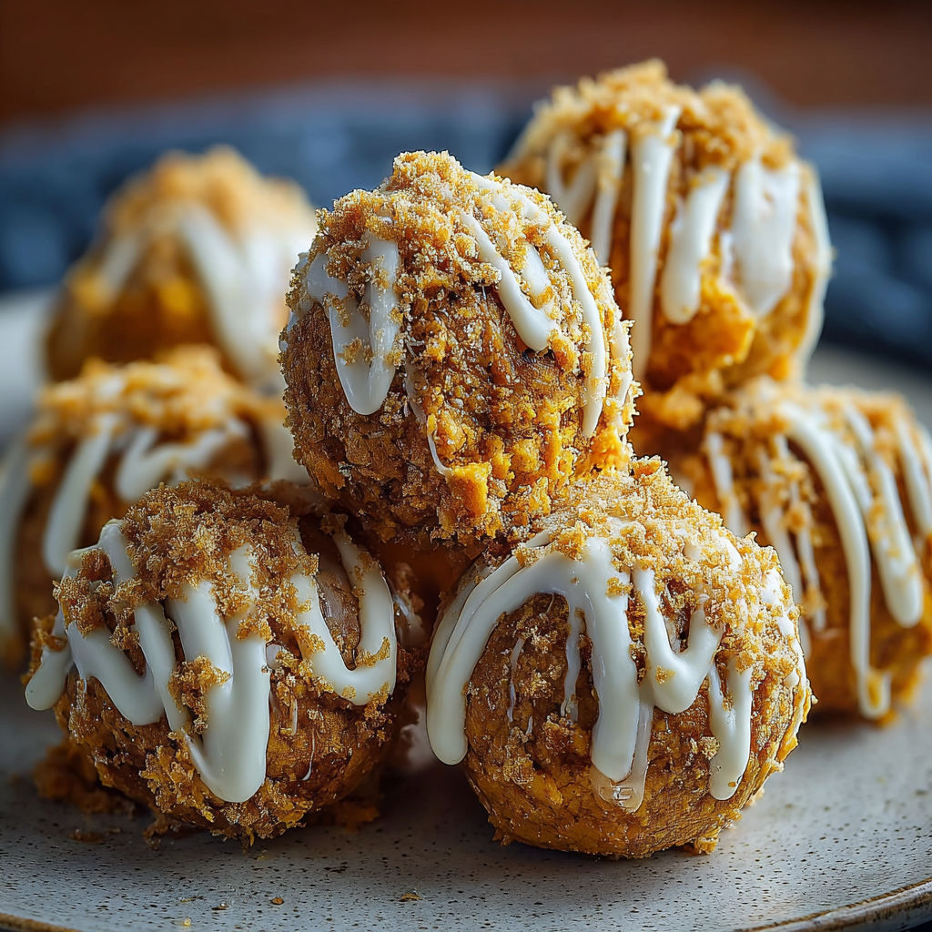 A plate of pumpkin cheesecake balls.