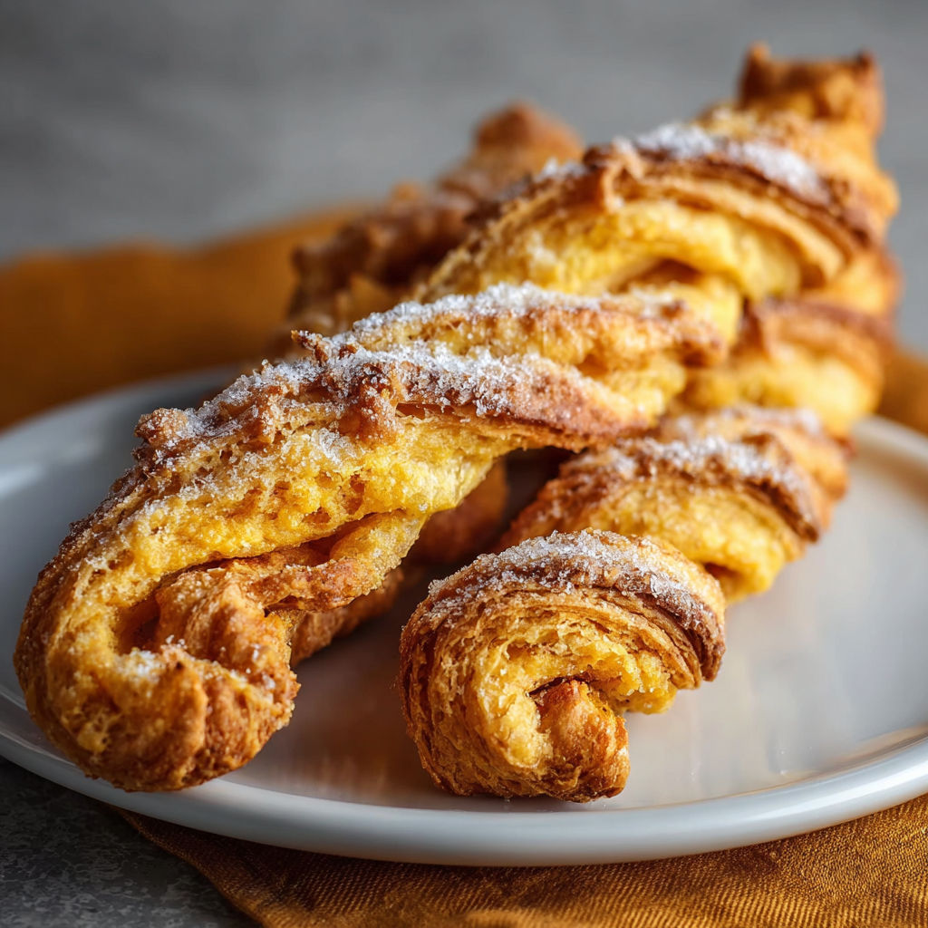 A plate with two pieces of pastry.