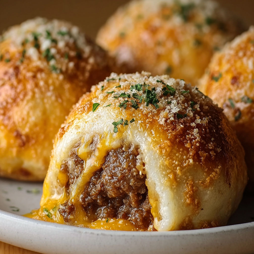 Garlic Parmesan Cheeseburger Bombs - Easy Snack.