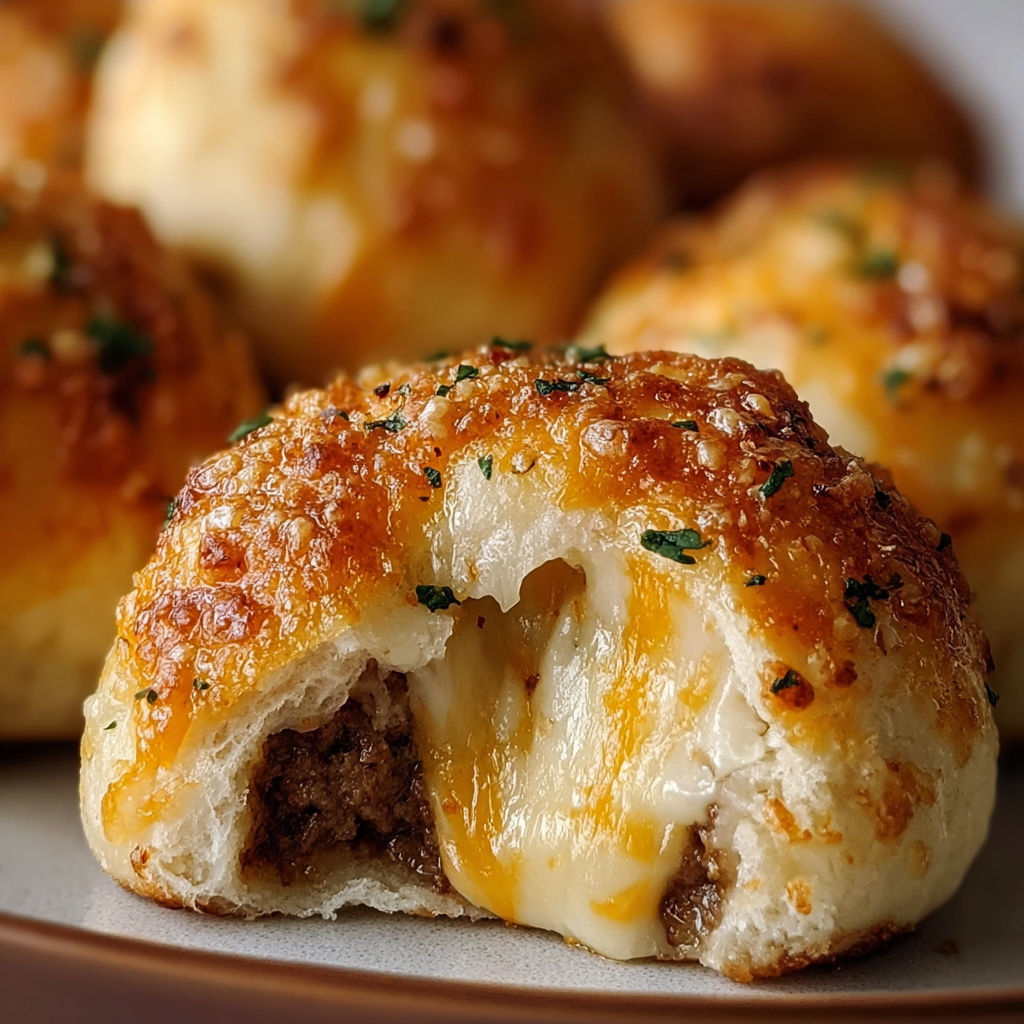Garlic Parmesan Cheeseburger Bombs - Easy Snack.
