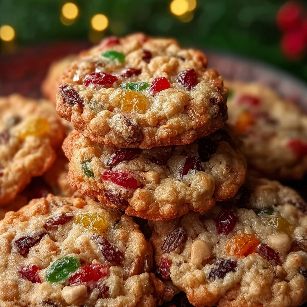 A stack of colorful cookies.