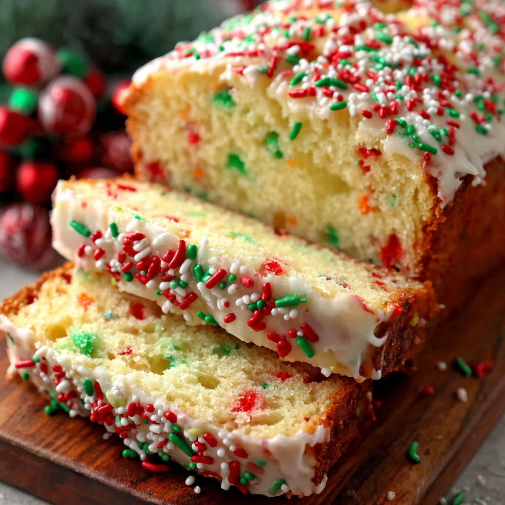 A slice of Christmas sprinkle buttermilk bread.