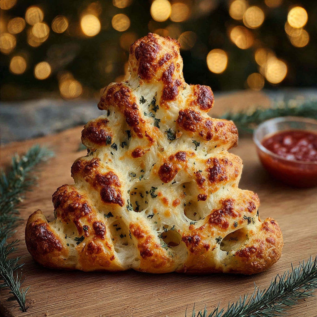 A cheesy Christmas tree bread.