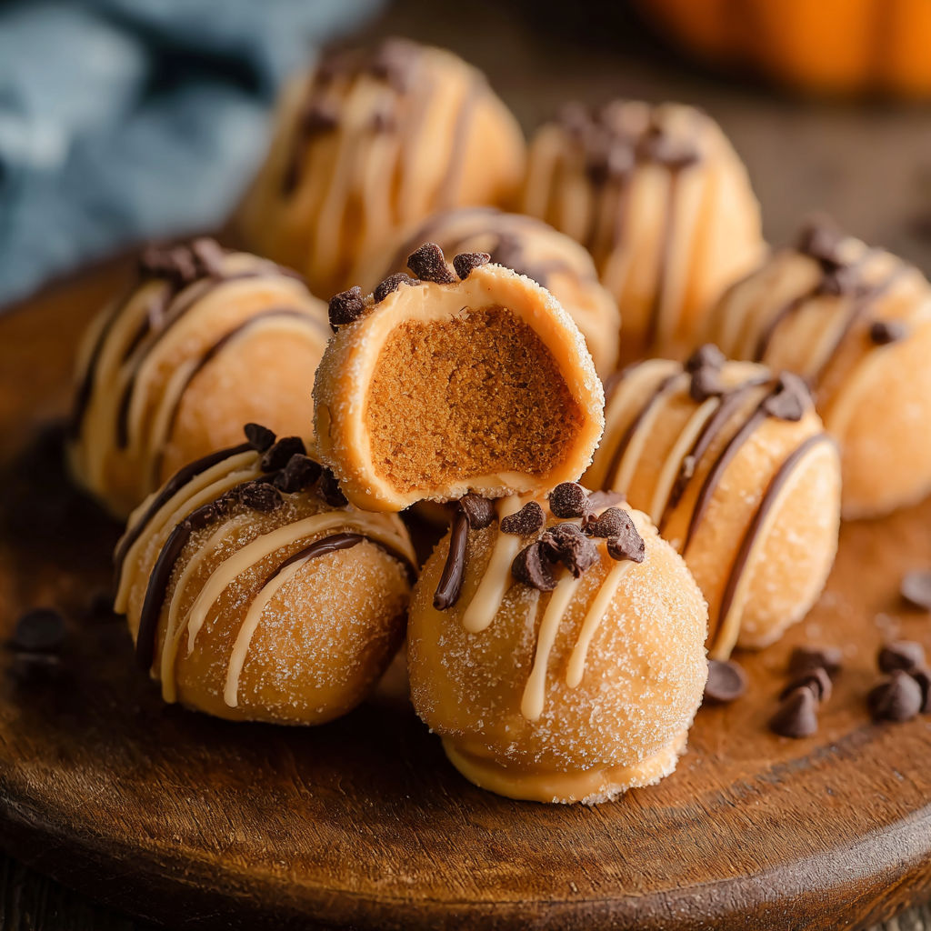 A plate of pumpkin cheesecake truffles.