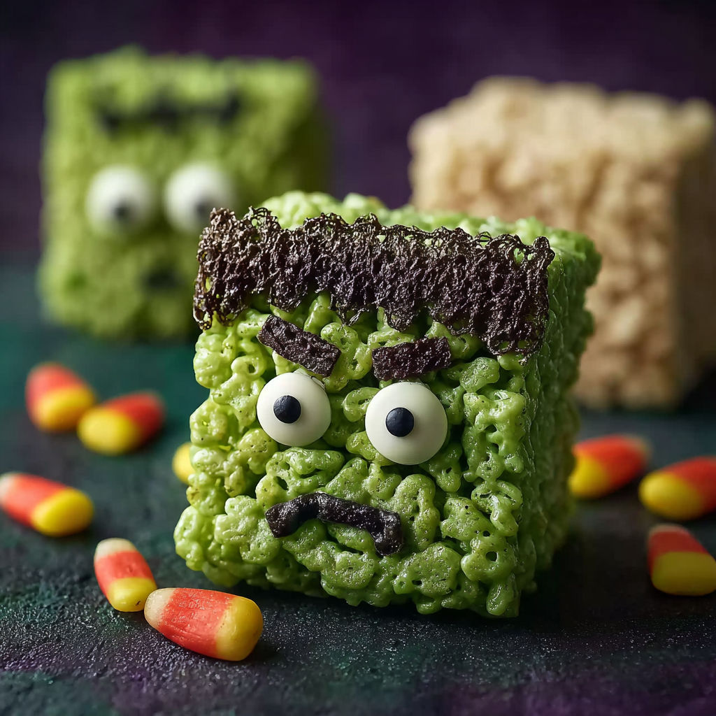 A green candy monster with a black mouth and eyes.