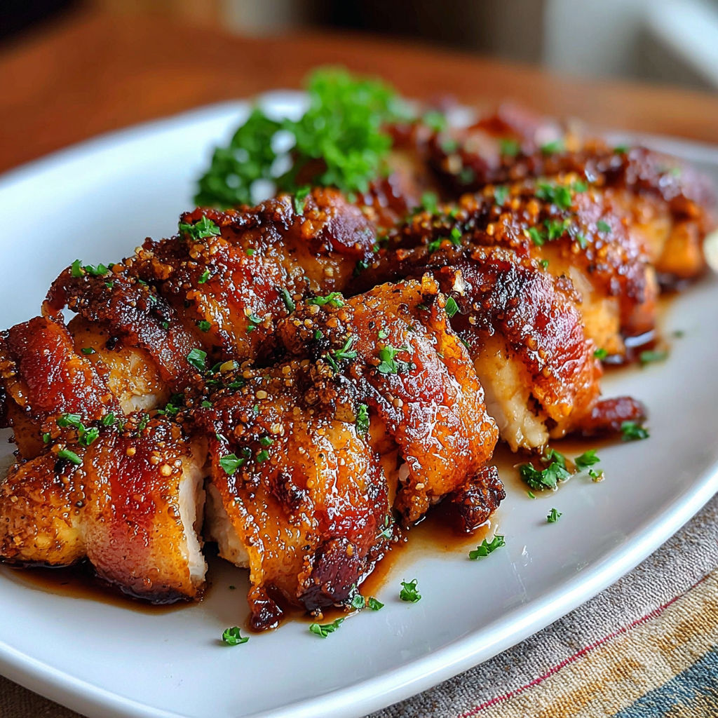 A plate of food with a green garnish.