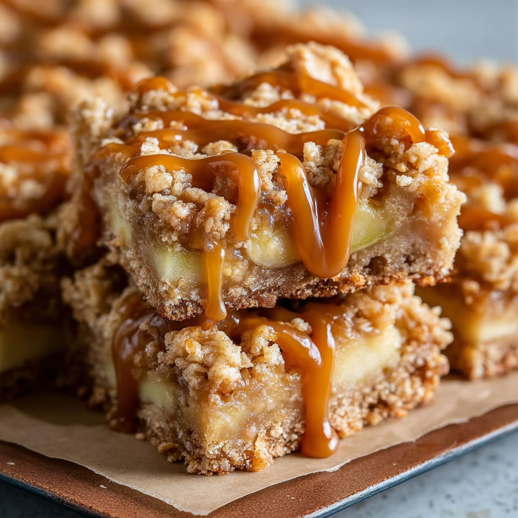 A delicious fall treat, salted caramel apple crisp bars.