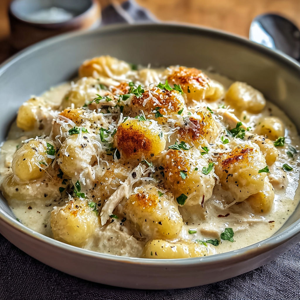 A bowl of food with pasta and chicken.