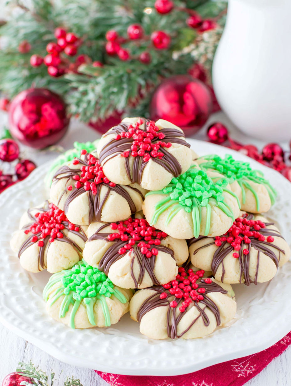 A plate of Christmas blossom cookies.