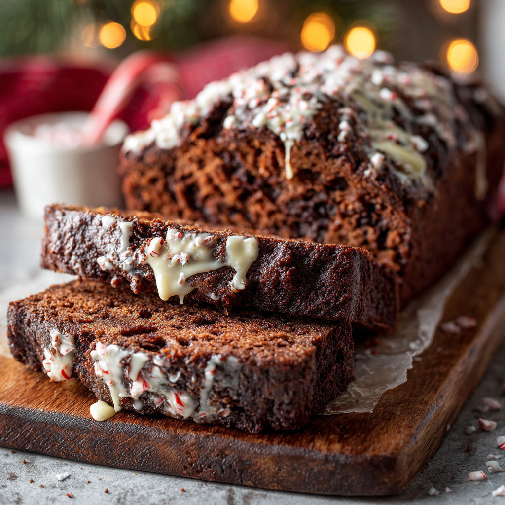 A slice of chocolate peppermint bread.