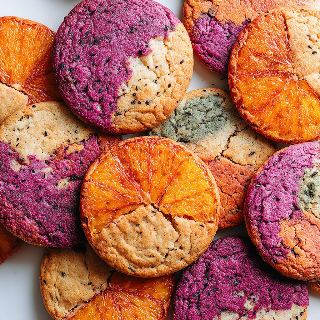 A pile of colorful sugar cookies.