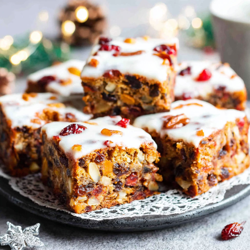 A plate of cake with white frosting and red berries.