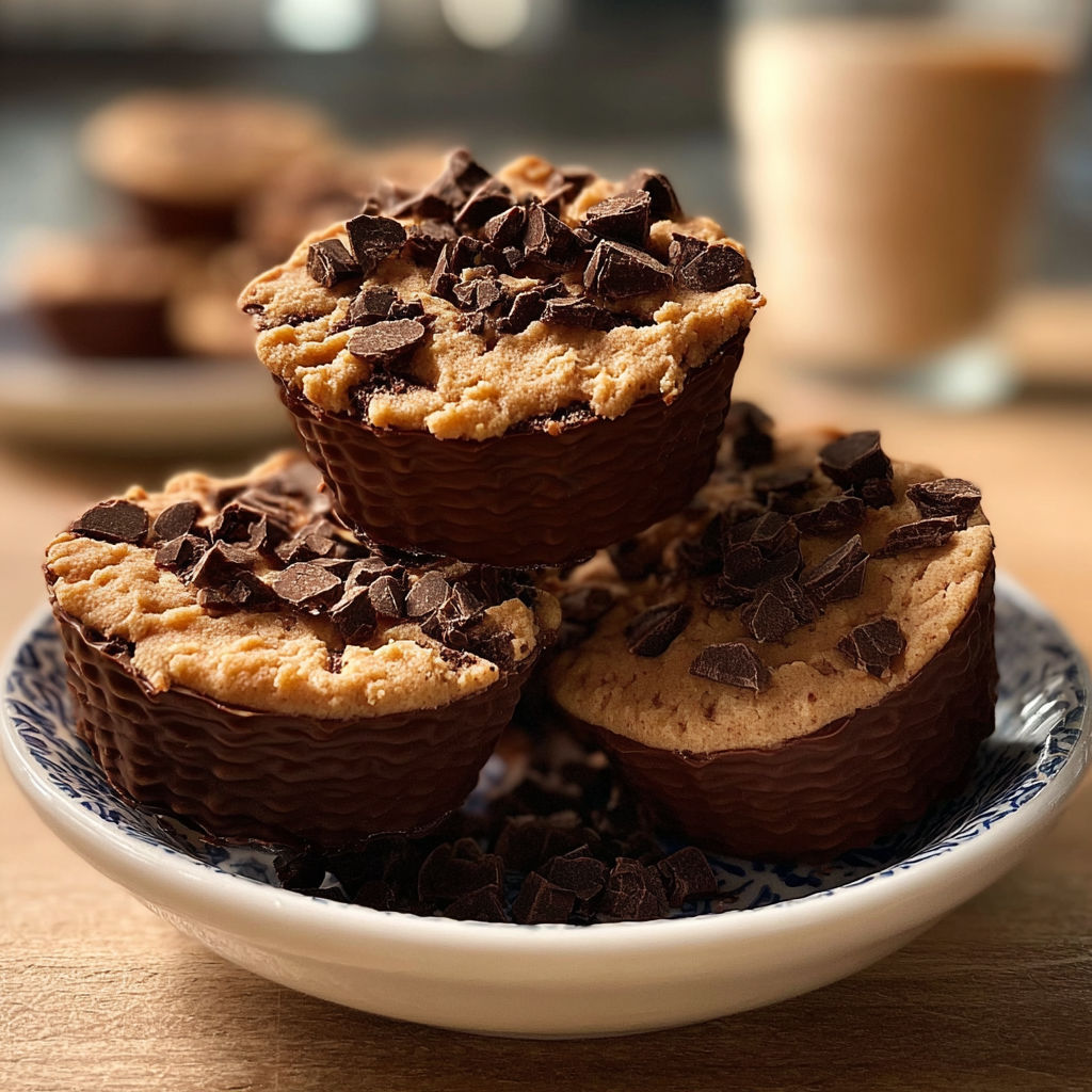 A plate of chocolate chip cookies.