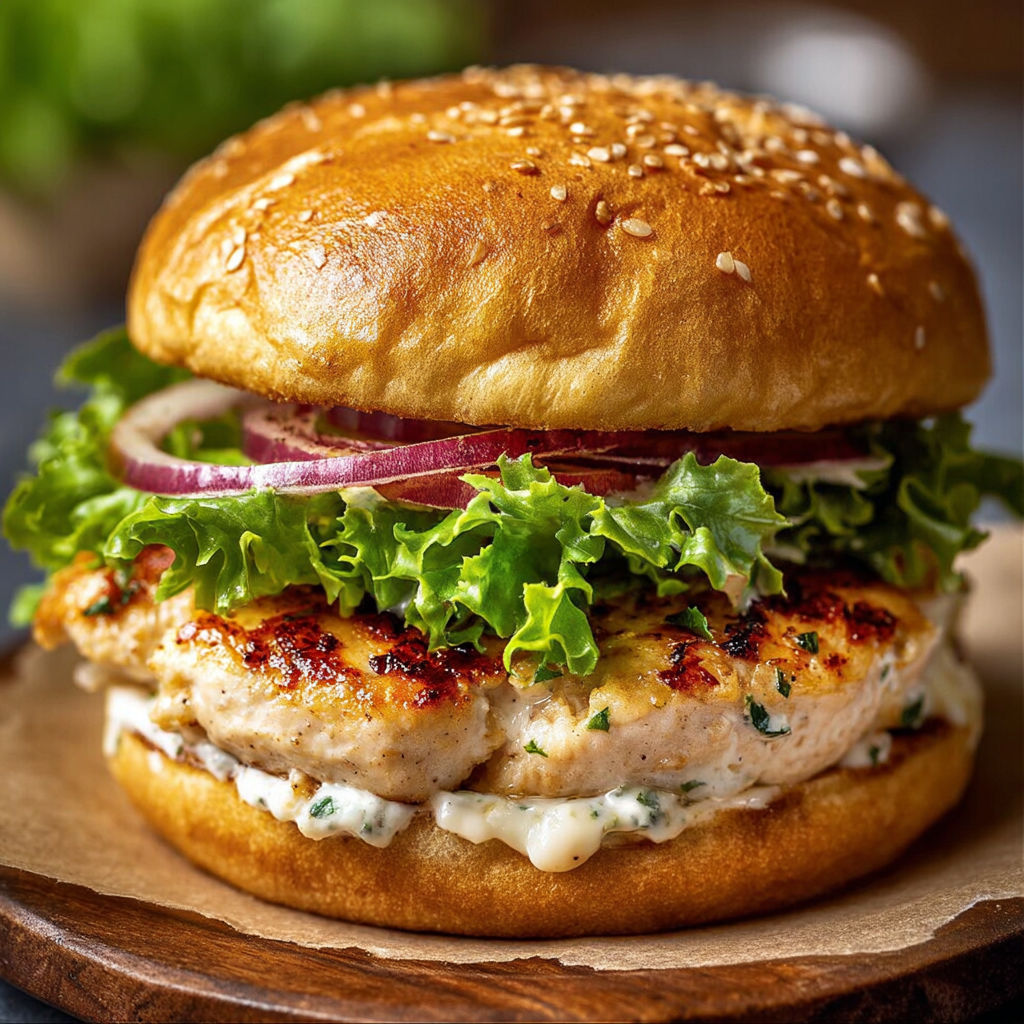 A chicken sandwich with lettuce and tomato.