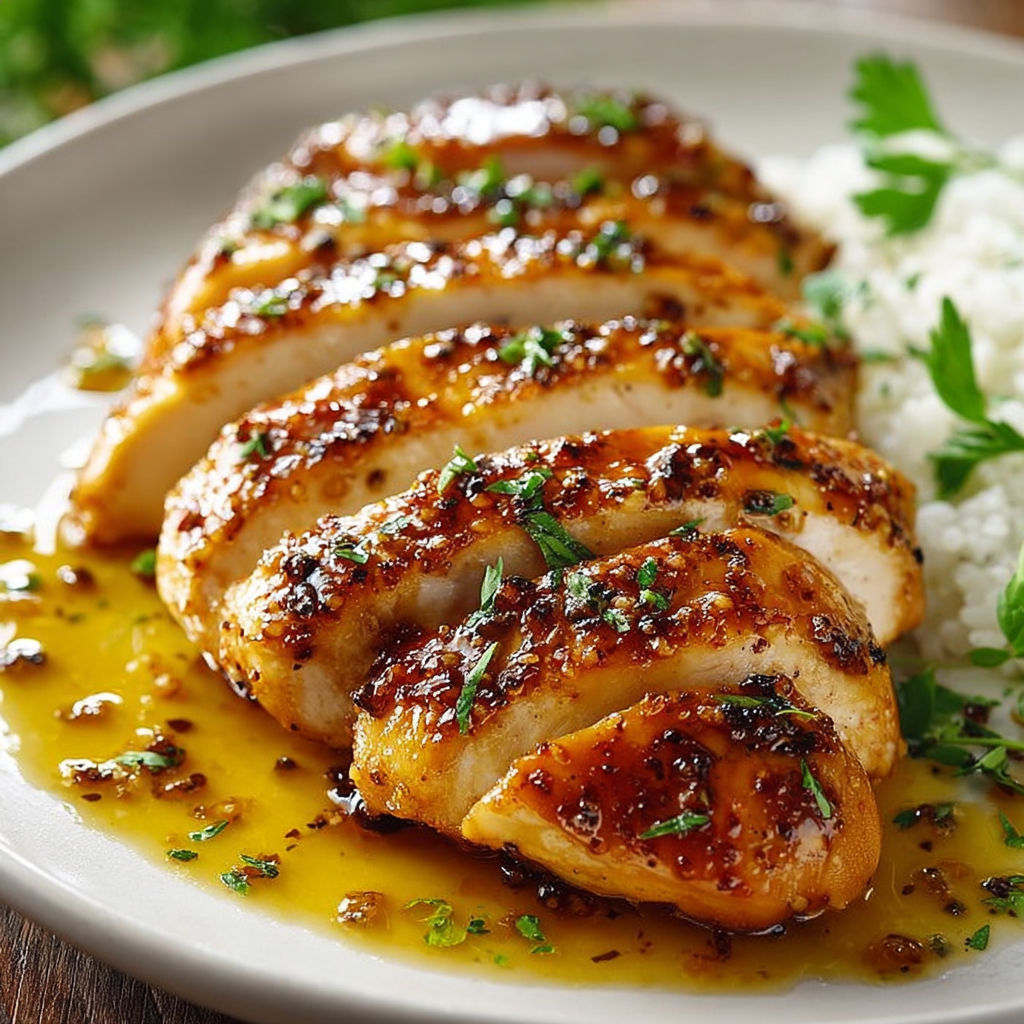 A plate of chicken with rice and herbs.