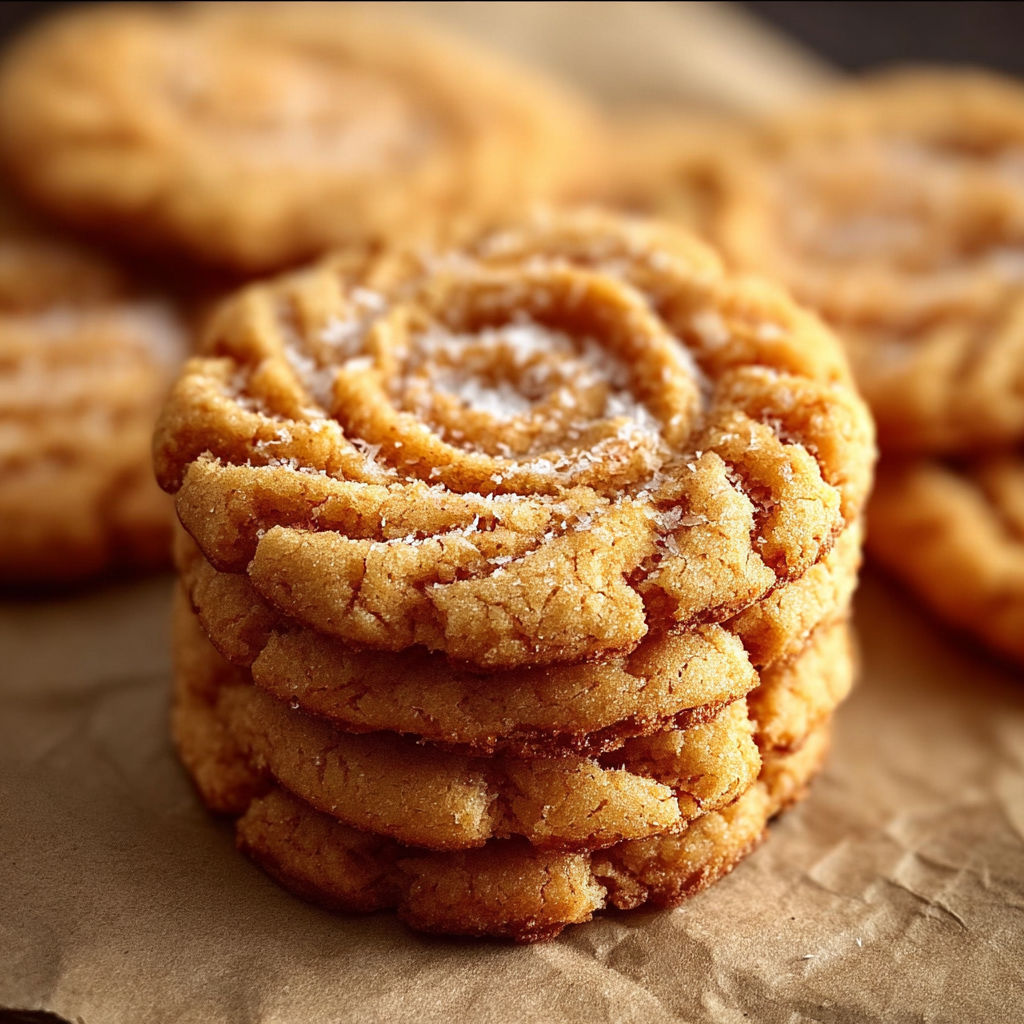 A stack of cookies with a sugar swirl on top.