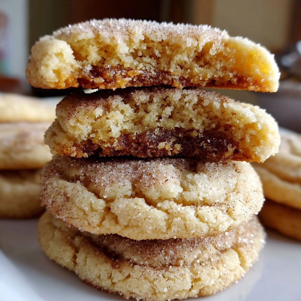 A stack of cookies with sugar on top.