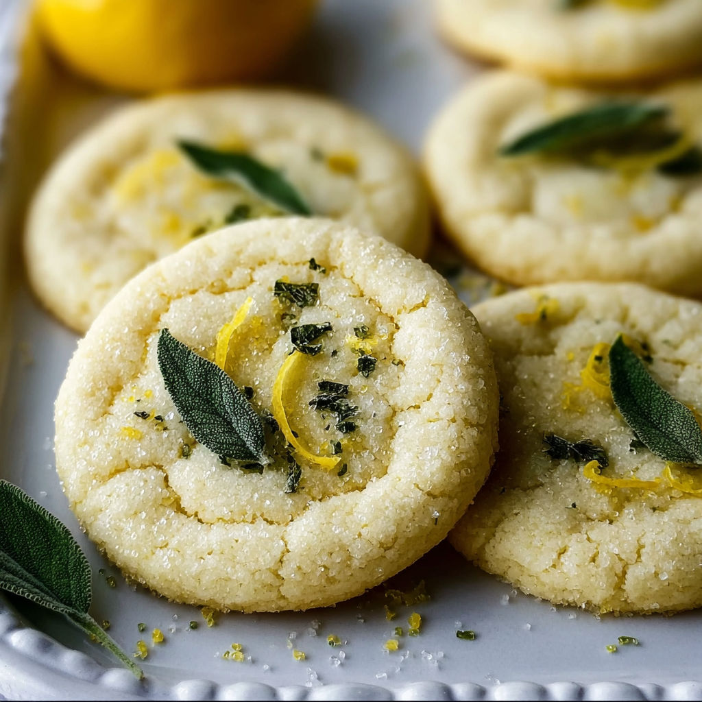 A plate of cookies with lemon and mint.