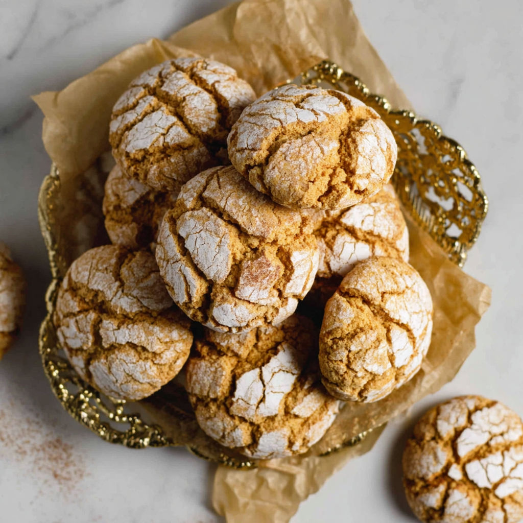 A basket of cookies with a gold bow.