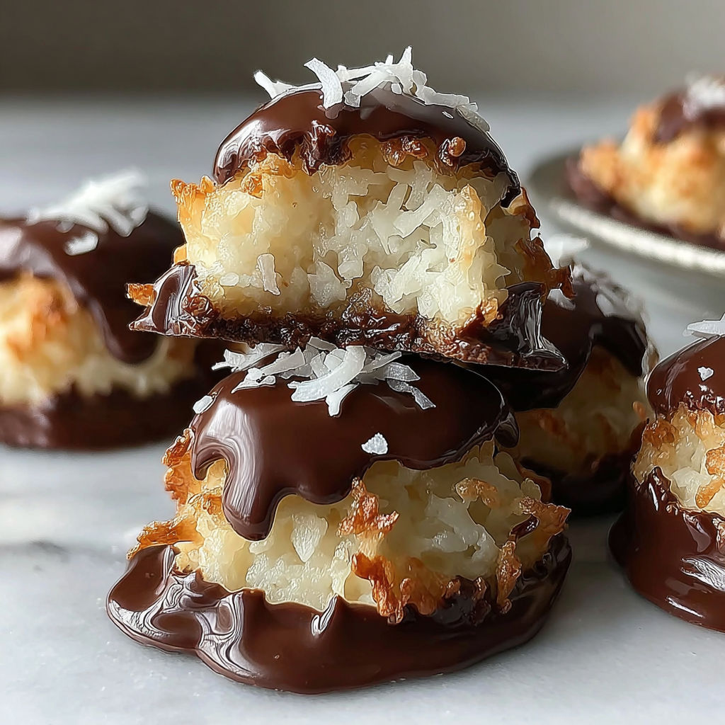 Chocolate kissed coconut macaroons.