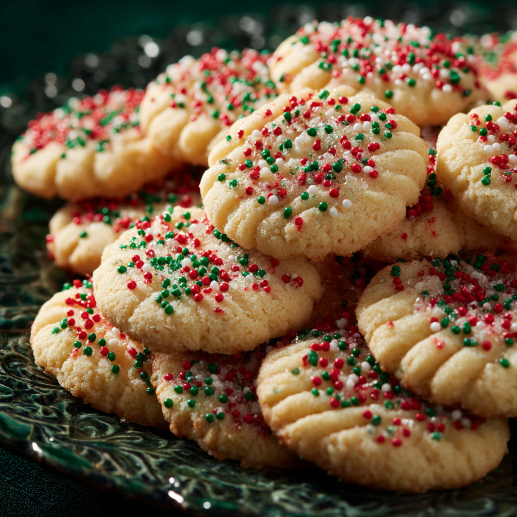 A plate of whipped shortbread cookies.