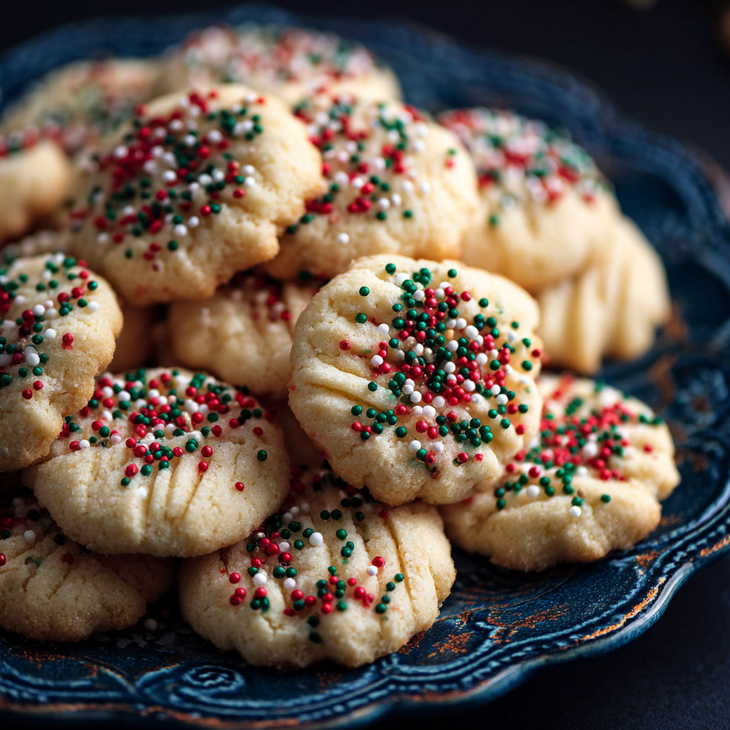 A plate of whipped shortbread cookies.