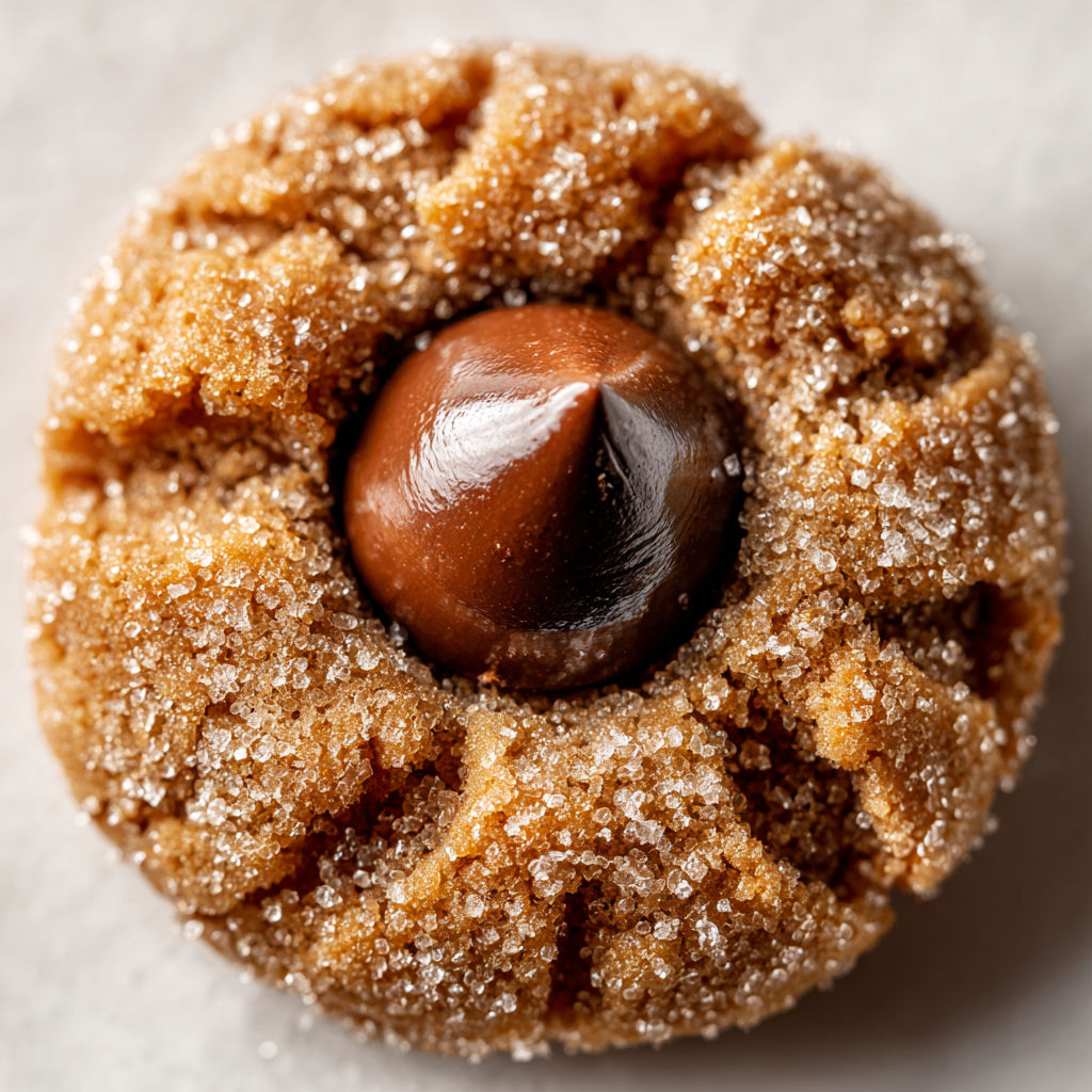 A peanut butter blossom with a chocolate center.