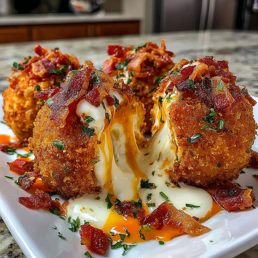 Bacon wrapped appetizers with cheese and sauce.