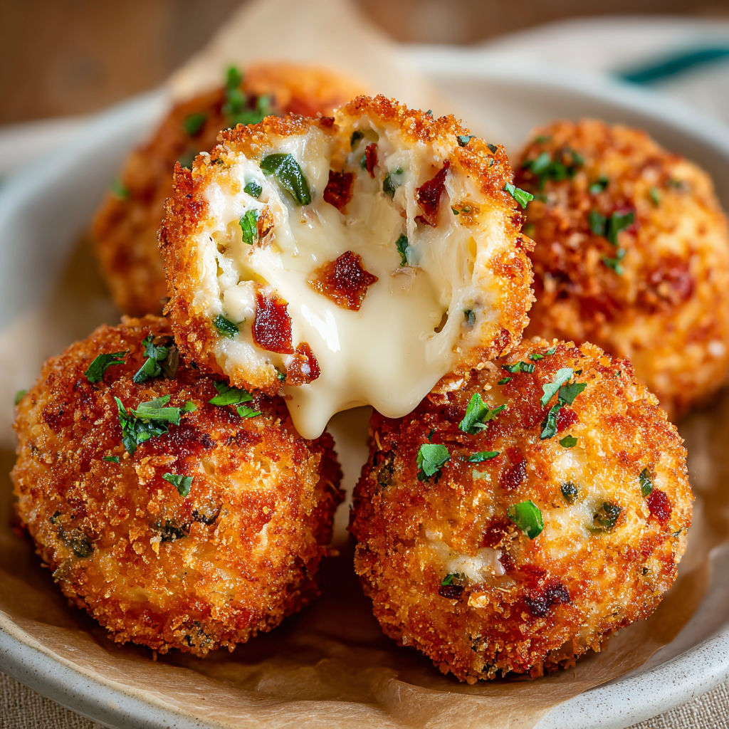 A bowl of crispy cheese jalapeño balls.