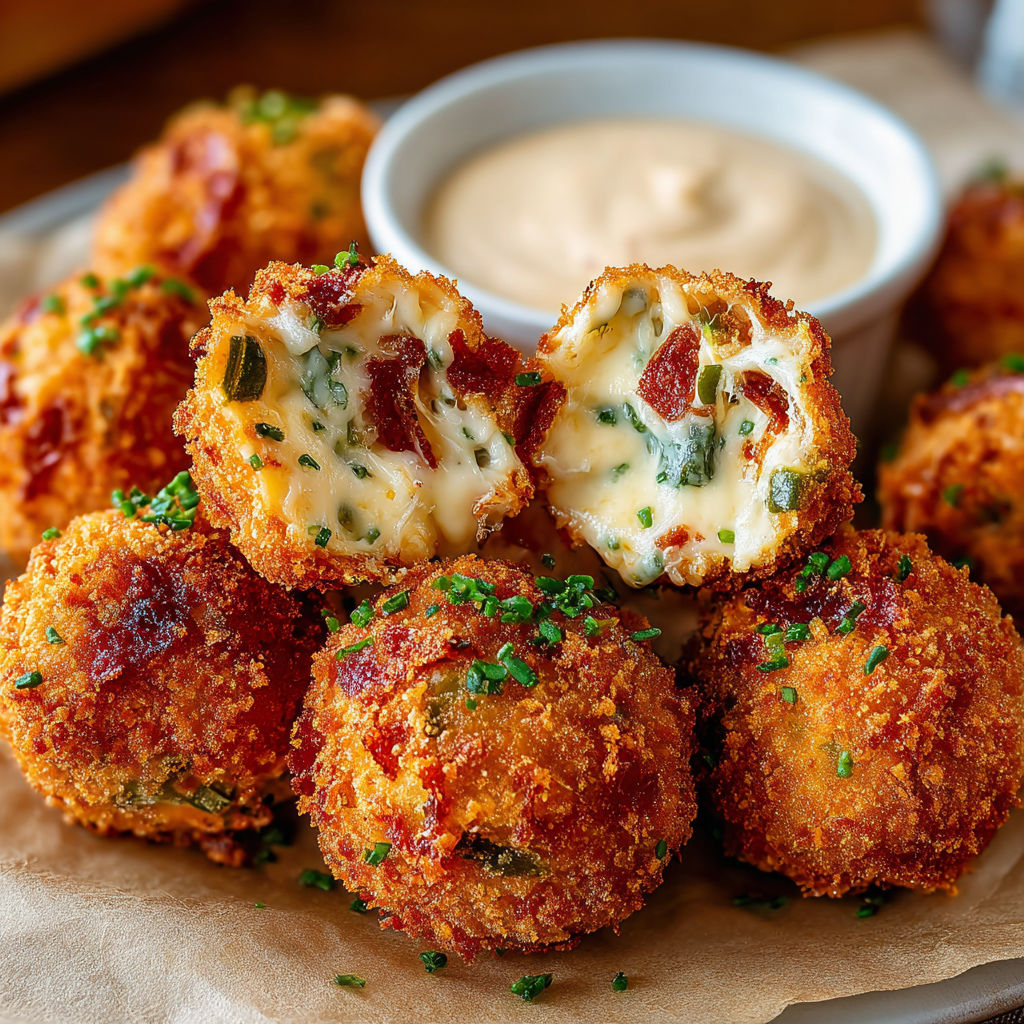 A plate of crispy cheese jalapeno balls.