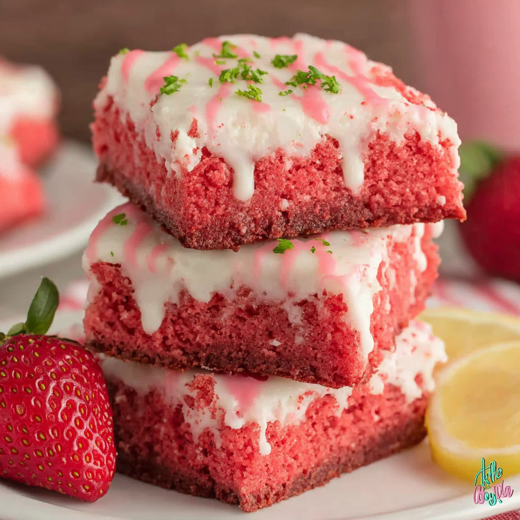 Three pieces of red velvet cake with white frosting and green toppings.