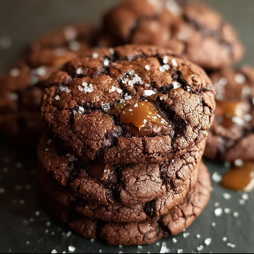 Chocolate chip cookies with caramel drizzle.