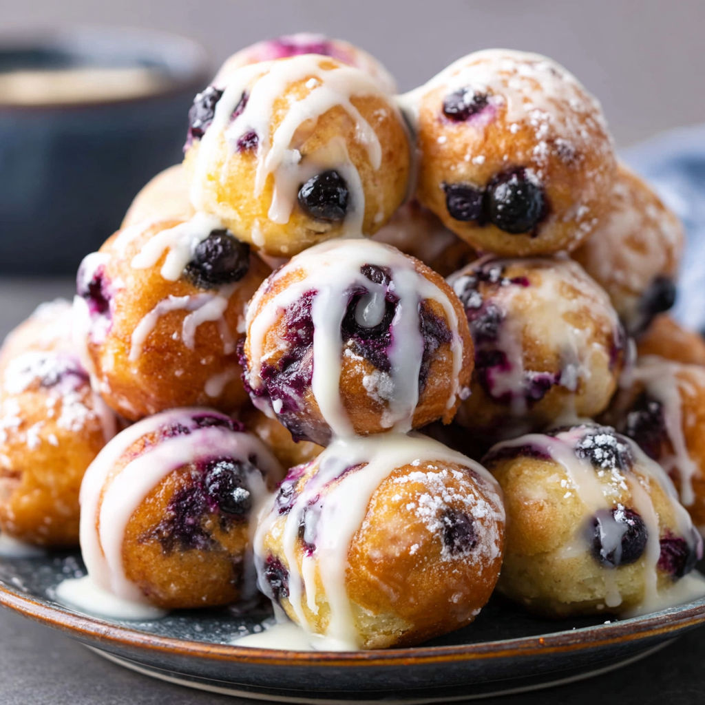 A plate of baked blueberry fritter bites.