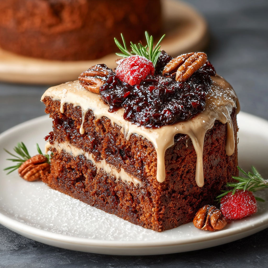 A slice of Old Fashioned Jam Cake.