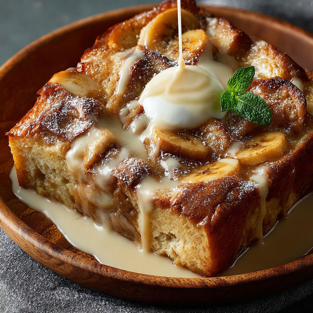 A slice of banana bread with a dollop of whipped cream on top.