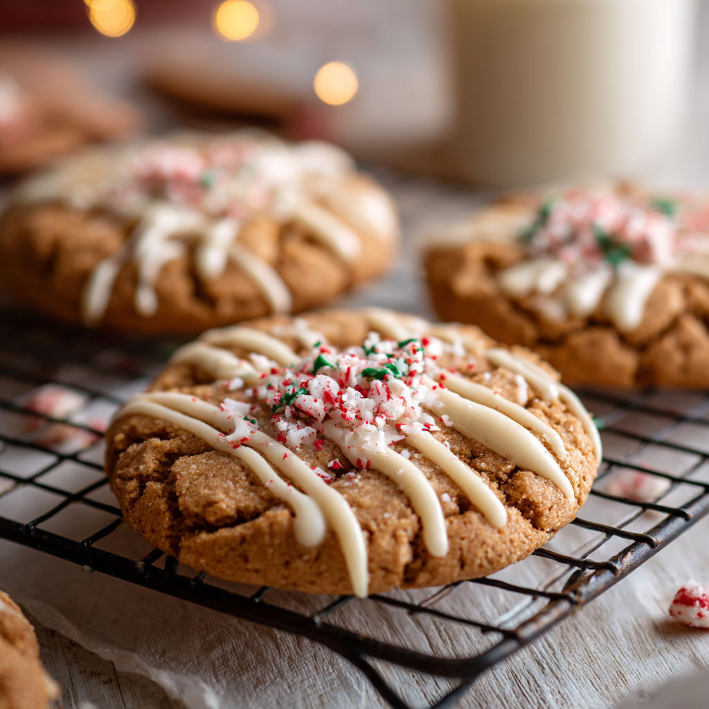 A plate of cookies with white frosting and red sprinkles.