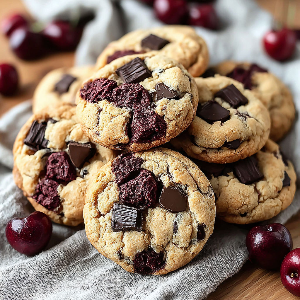 A stack of chocolate chip cookies with chocolate chips on top.
