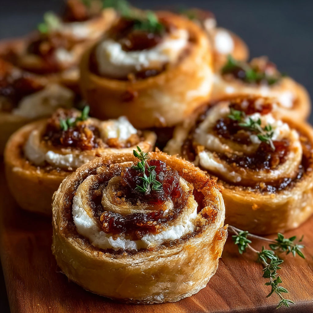 A plate of food with a pastry and a green herb.