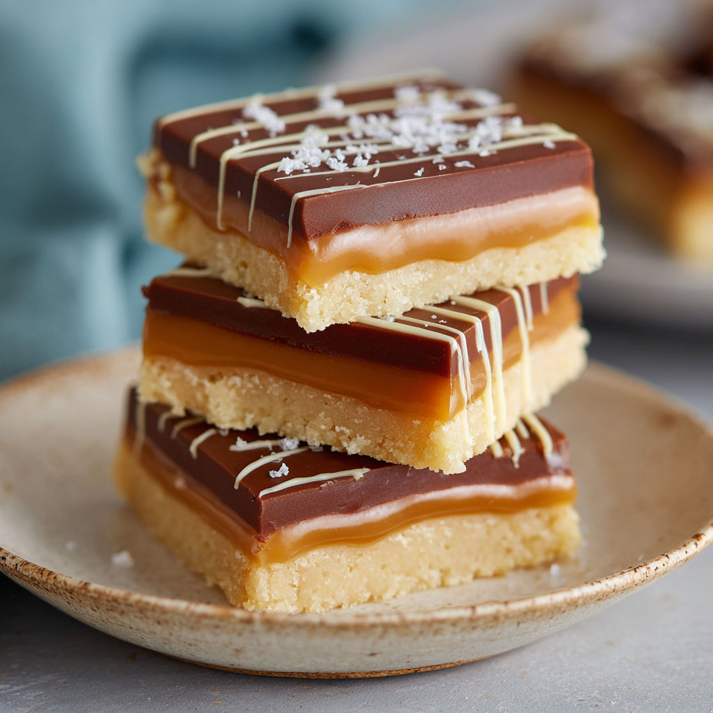 Three pieces of Millionaire's Shortbread.