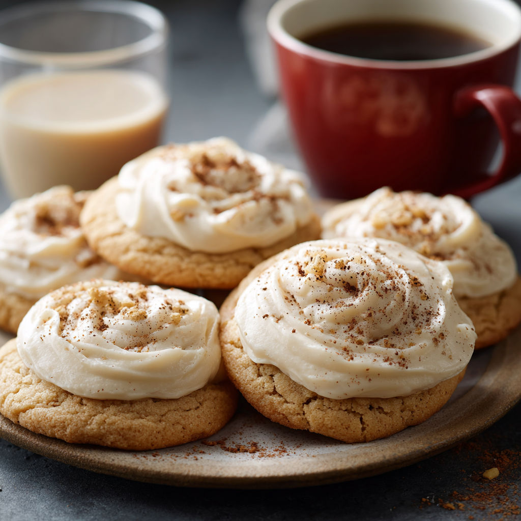 A plate of frosted eggnog cookies.