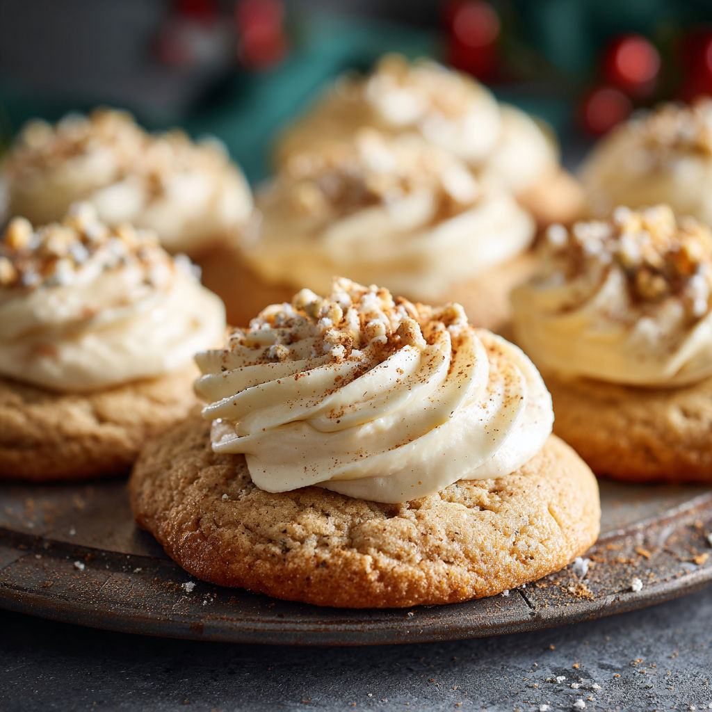 A plate of frosted eggnog cookies.