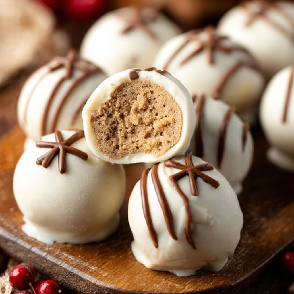 Gingerbread OREO cookie balls on a plate.
