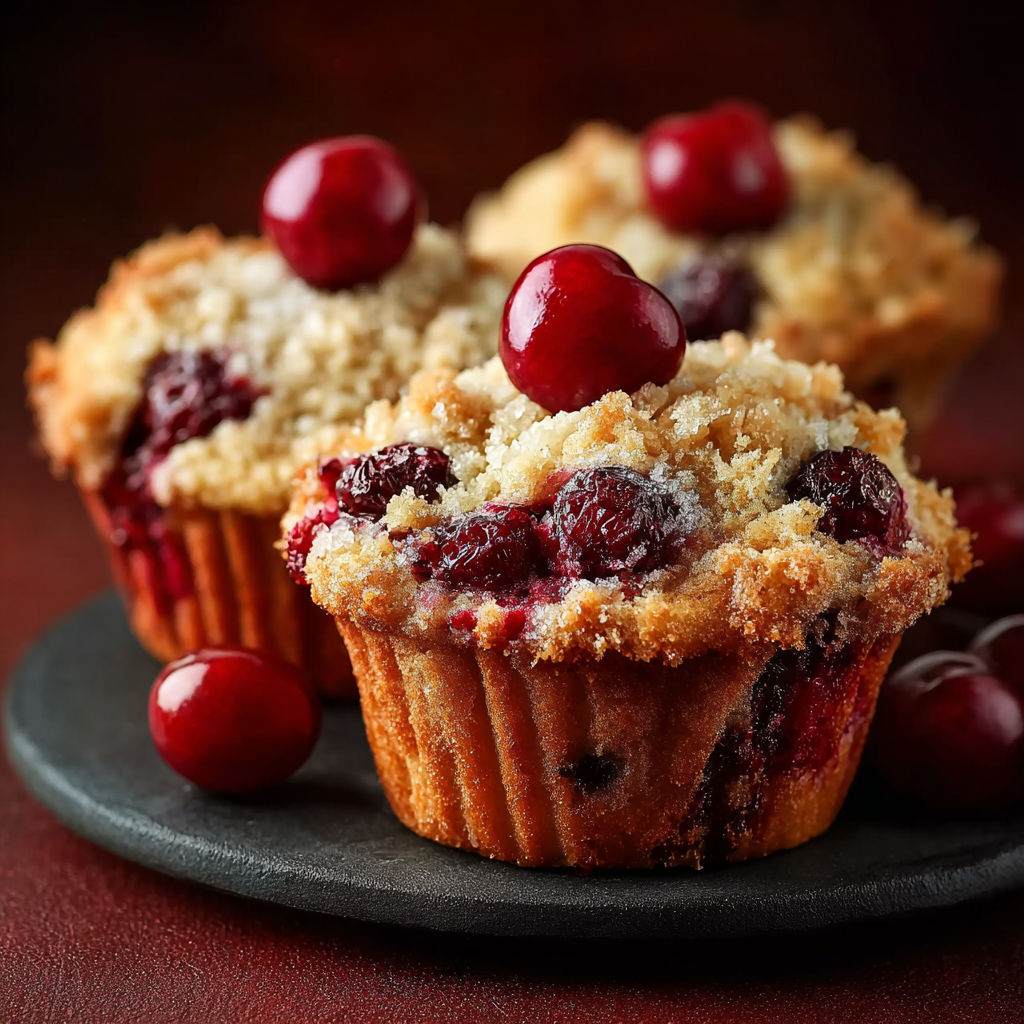 A cupcake with cherries on top.