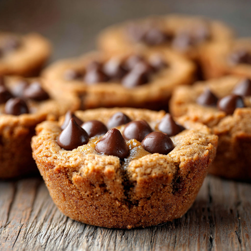 A close up of a chocolate chip cookie.