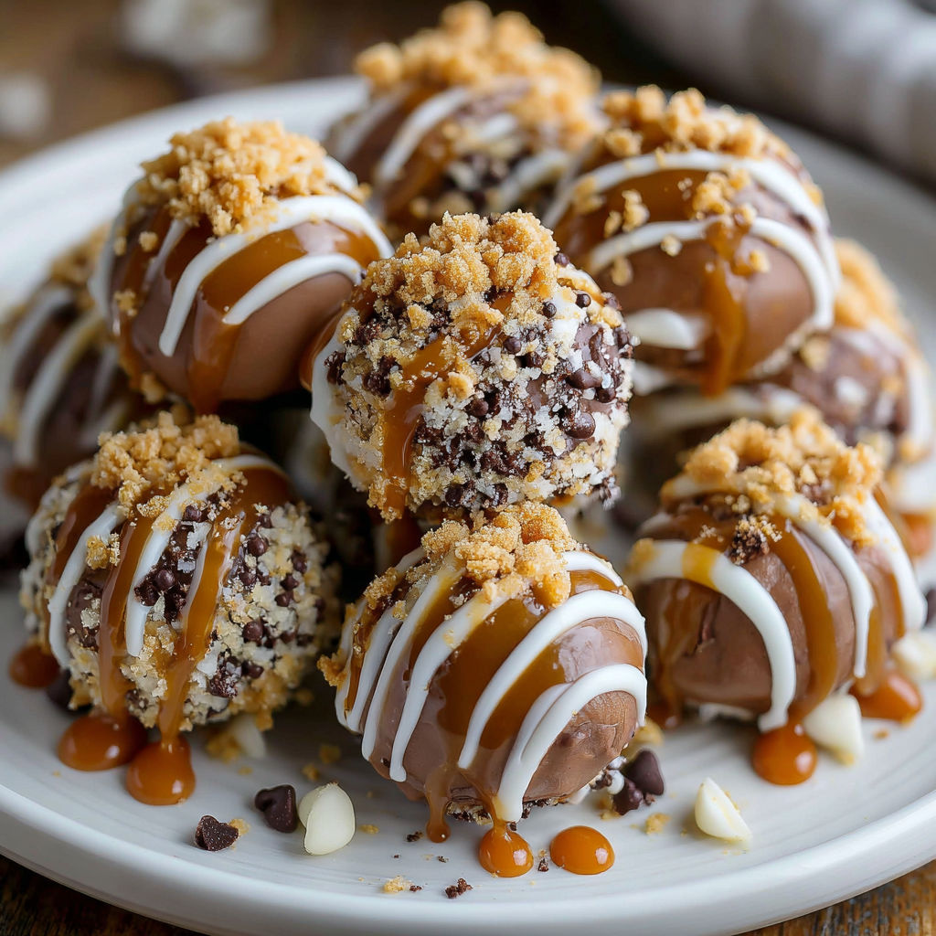 A plate of chocolate covered marshmallows.