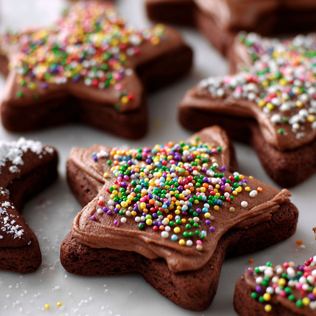Chocolate cookies with sprinkles.