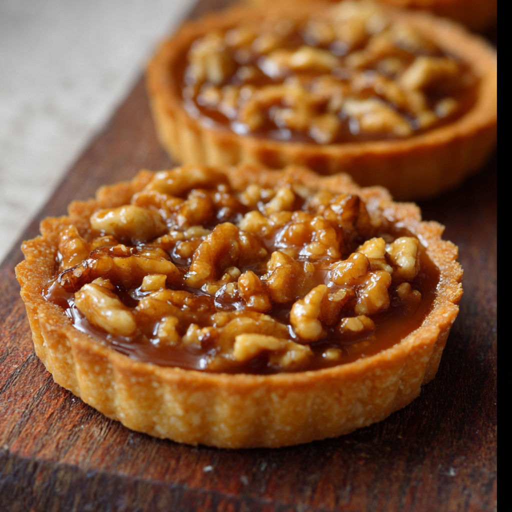 A close up of a dessert with a caramel sauce and nuts.