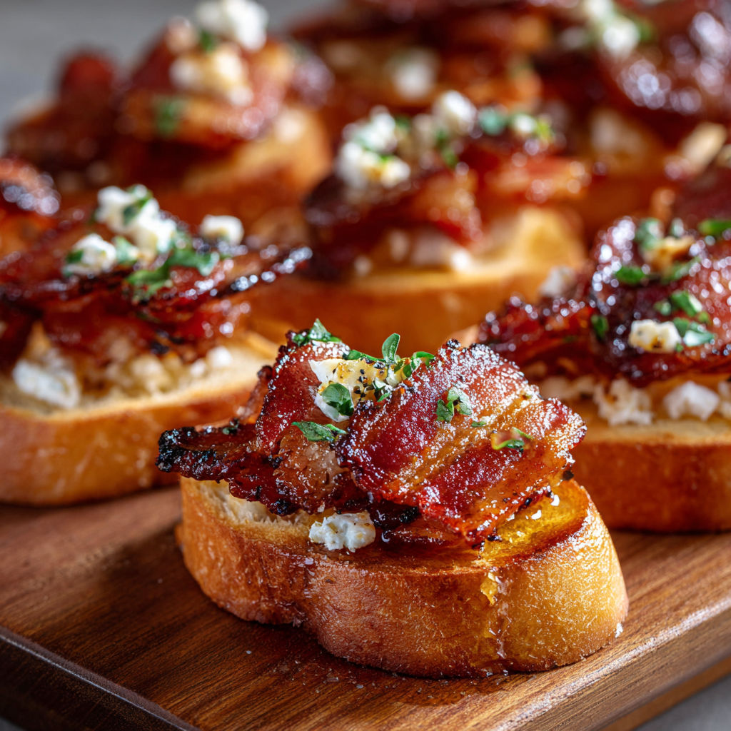 Bacon wrapped around a piece of cheese and placed on a toast.