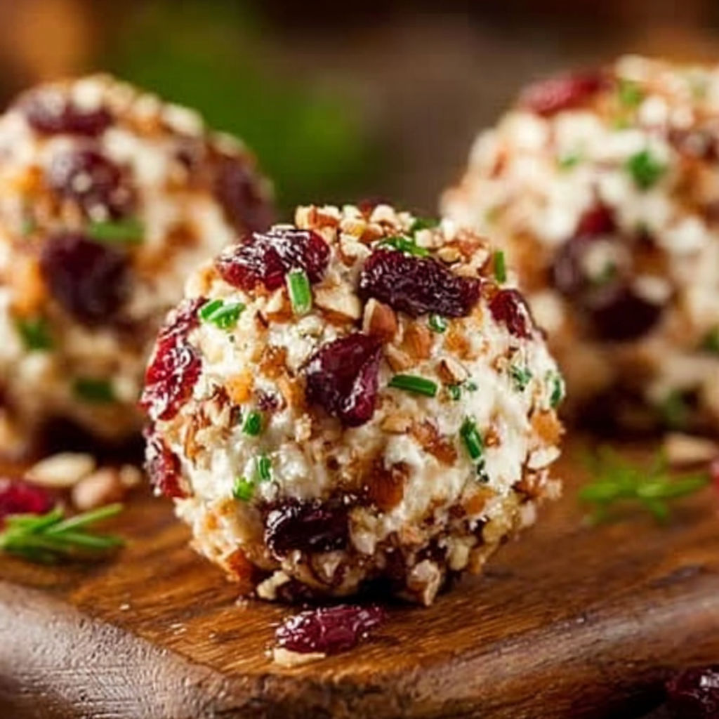 Three bite-sized cheese balls on a wooden platter.