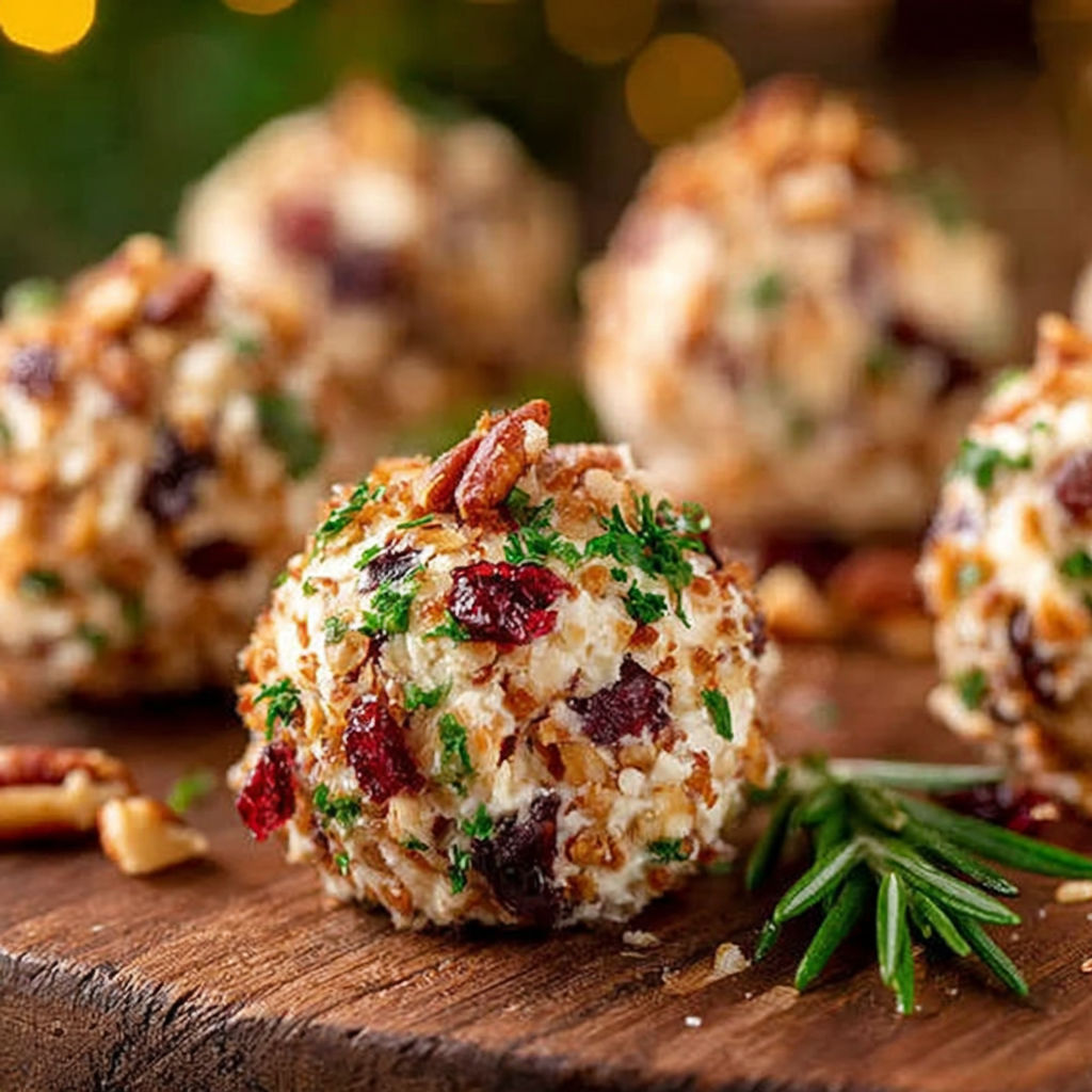 A plate of cheese balls with herbs on top.